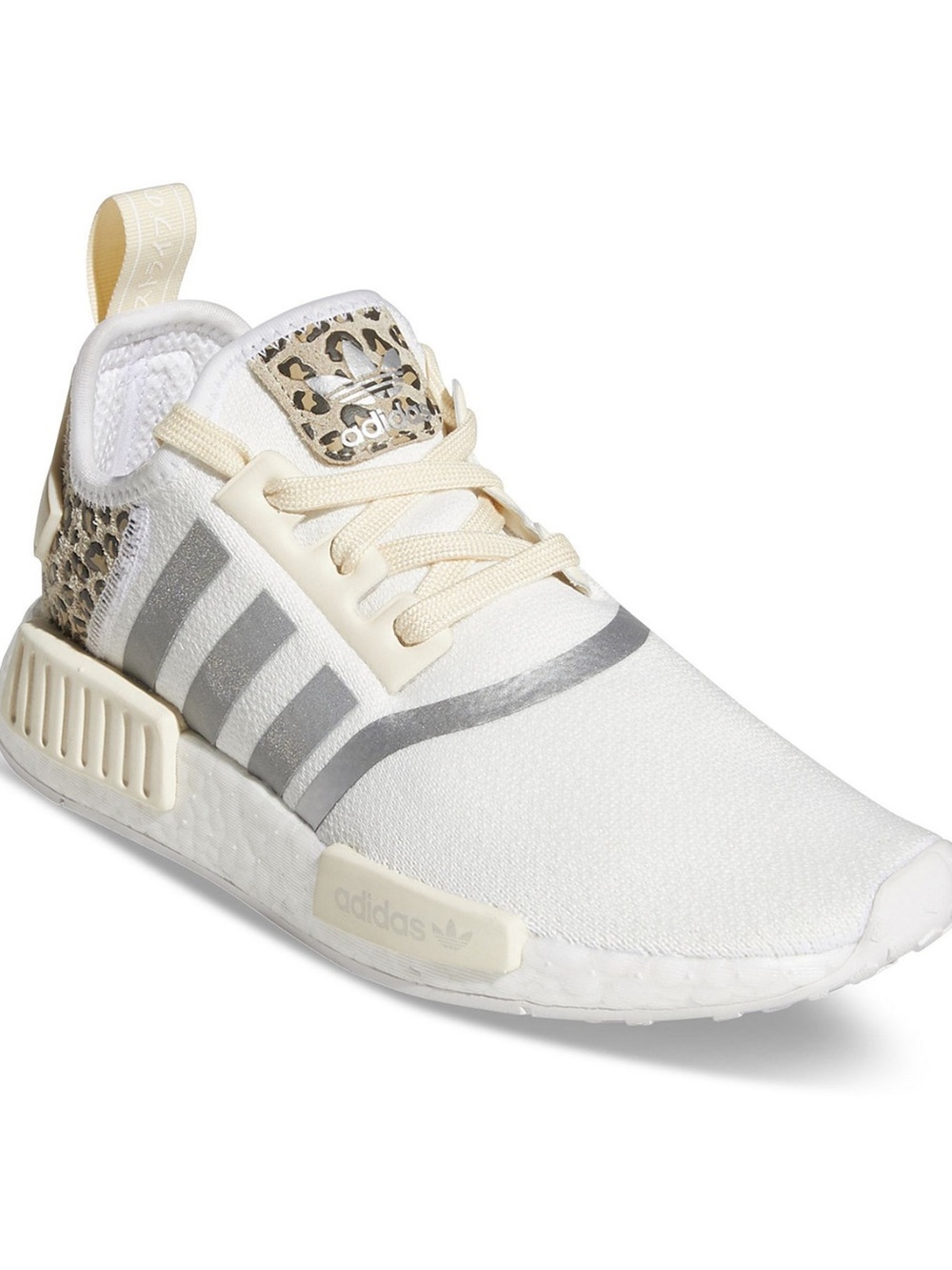 adidas cheetah Women’s NMD_R1 White with Silver & Cream Accents